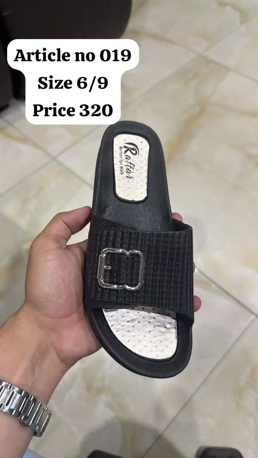 Article 019 black women's buckle plastic slide