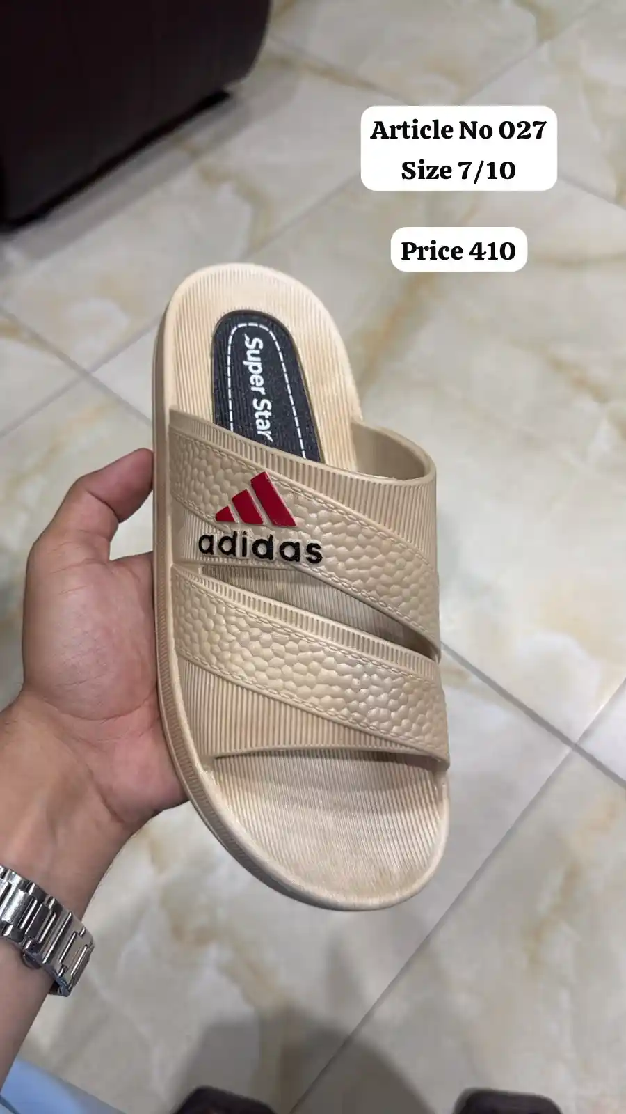 Article 027 beige men's double-strap plastic slide