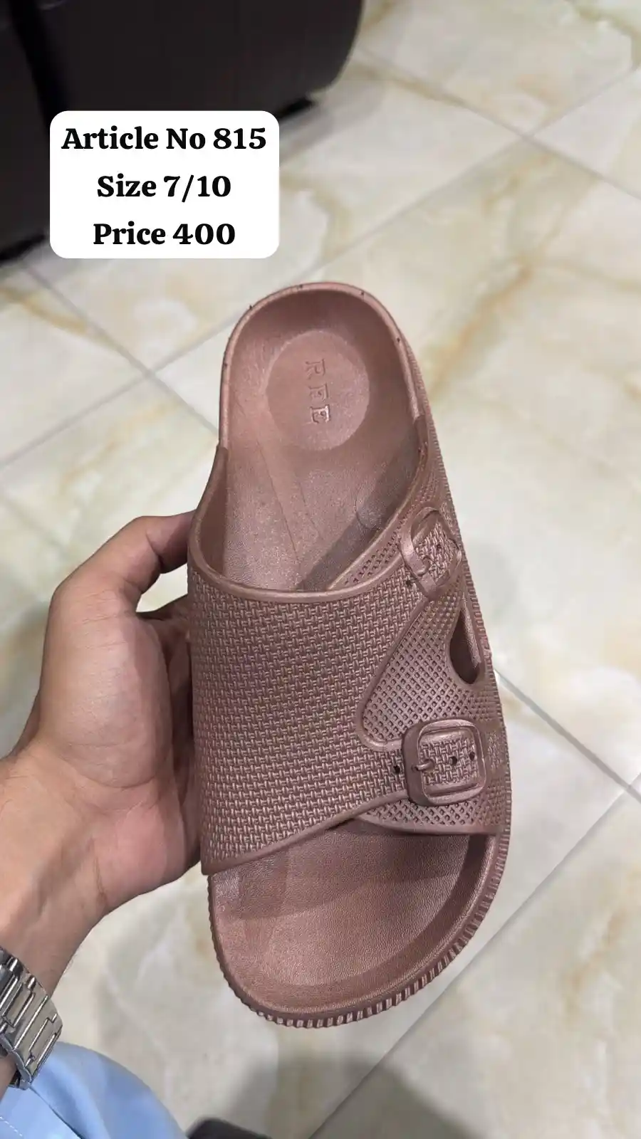 Article 815 men's brown cross strap plastic slide